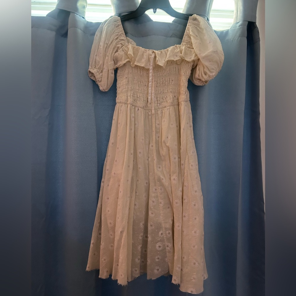 Butter Yellow Puff Sleeve floral Dress